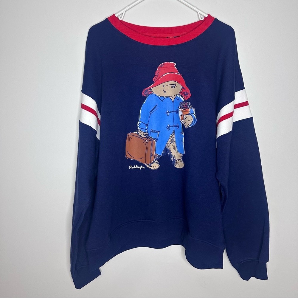 Paddington Women's Oversized Paddington Bear Graphic Sweatshirt Blue Sz XXL NWT - Picture 2 of 9